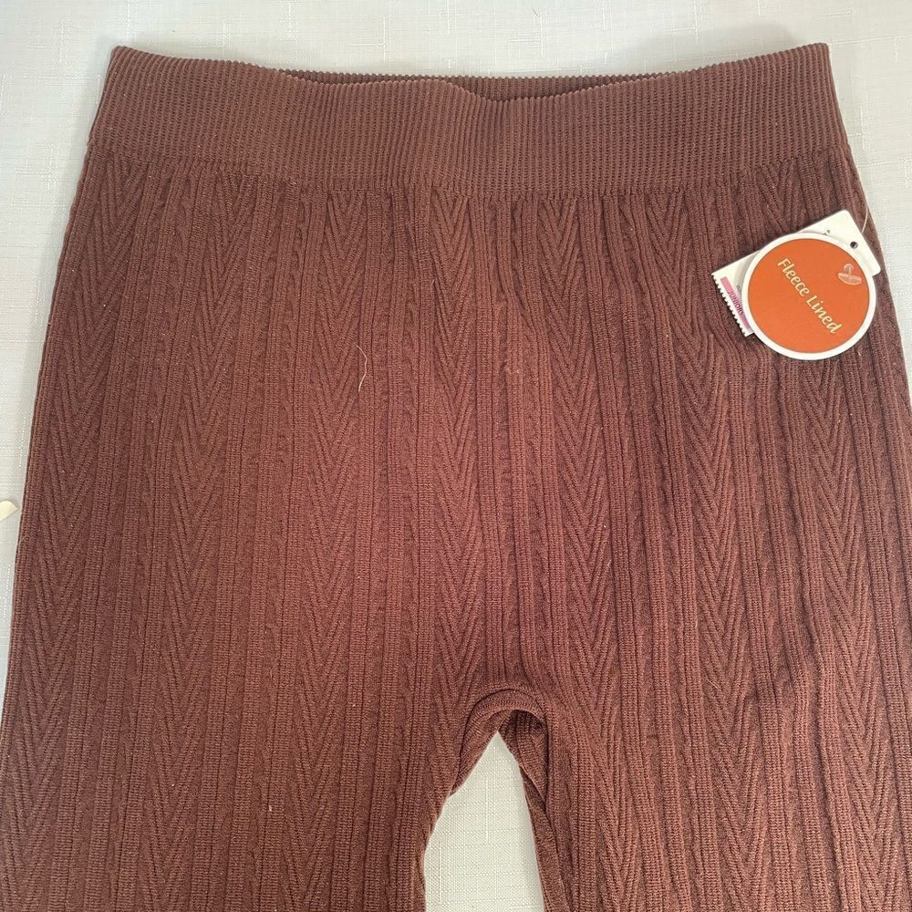 BROWN FLEECE LINED LEGGINGS NEW SIZE LARGE (11-13) Cableknit